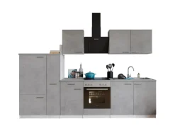 Respekta Küchenblock Malia mit E-Geräten 300 cm Beton Fronten