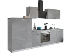 Respekta Küchenblock Malia mit E-Geräten 300 cm Beton Fronten