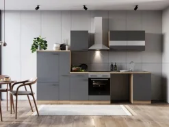 Respekta Küchenblock Merle 310 cm Eiche Grau mit Waschmaschinen-Nische