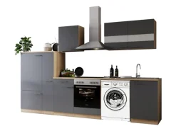 Respekta Küchenblock Merle 310 cm Eiche Grau mit Waschmaschinen-Nische