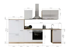 Respekta Küchenblock Merle 310 cm Eiche Grau mit Waschmaschinen-Nische