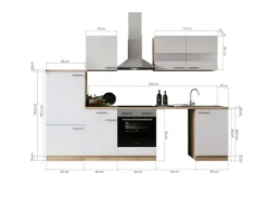 Respekta Küchenblock Merle 280 cm Eiche Weiß mit Waschmaschinen-Nische