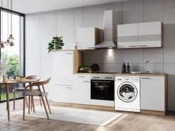 Respekta Küchenblock Merle 280 cm Eiche Weiß mit Waschmaschinen-Nische