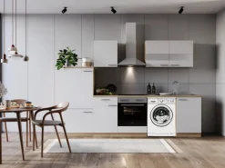 Respekta Küchenblock Merle 280 cm Eiche Weiß mit Waschmaschinen-Nische