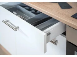 Respekta Küchenzeile 270 cm mit Glaskeramikkochfeld Weiß - Eiche Sägerau