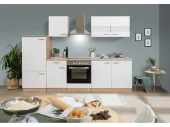 Respekta Küchenzeile 270 cm Weiß Eiche Sägerau