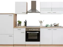 Respekta Küchenzeile 270 cm Weiß Eiche Sägerau