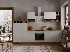 Respekta Küchenzeile 310 cm Weiß-Wildeiche Nachbildung