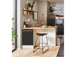 Respekta Küchenzeile Gabriel 290 cm mit Kücheninsel Grau Hochglanz