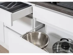 Respekta Küchenzeile GLRP330HWS Grifflos 330 cm Schwarz Hochglanz-Weiß