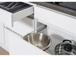 Respekta Küchenzeile GLRP370HWW Grifflos 370 cm Weiß Hochglanz