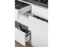 Respekta Küchenzeile GLRP320HWG Grifflos 320 cm Grau Hochglanz-Weiß