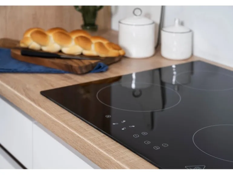 Respekta Küchenzeile GLRP330HESW Grifflos 330 cm Weiß Hochglanz-Sonoma Eiche