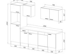 Respekta Küchenzeile KB280EYW 280 cm Weiß Seidenglanz-Eiche York Nachbildung