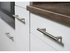 Respekta Küchenzeile KB300EYW 300 cm Weiß Seidenglanz-Eiche York Nachbildung