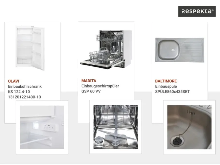 Respekta Landhaus Inselküche Anton 280 cm Lärche Weiß