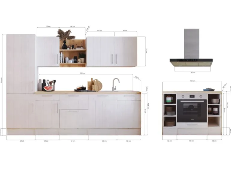 Respekta Landhaus Inselküche Anton 280 cm Lärche Weiß