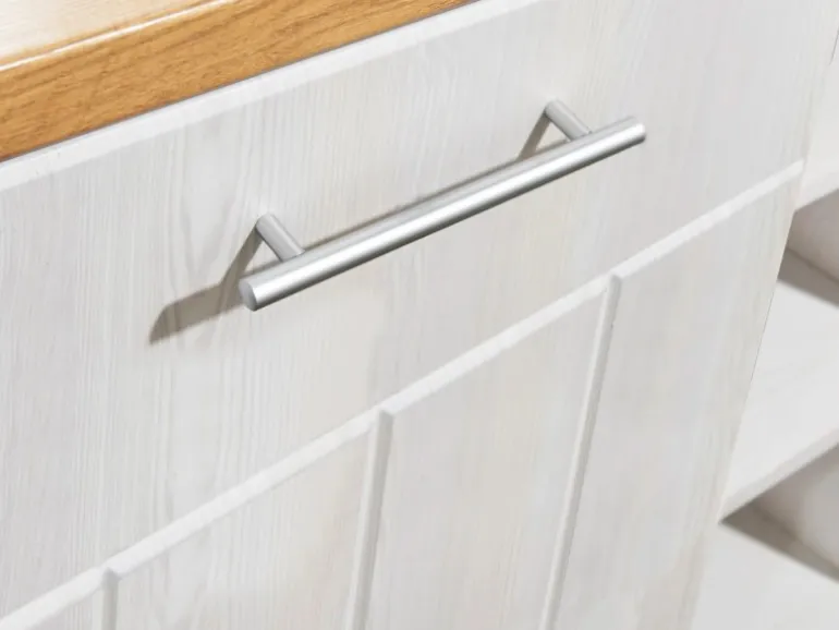 Respekta Landhaus Küchenzeile Anton 280 cm mit Kücheninsel Lärche Weiß