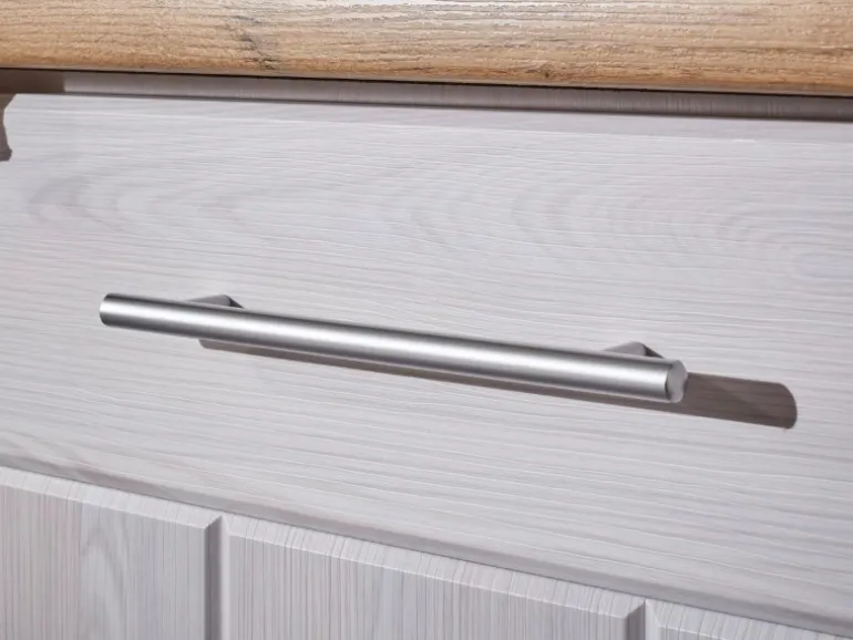 Respekta Landhaus Küchenzeile Anton 280 cm mit Kücheninsel Lärche Weiß