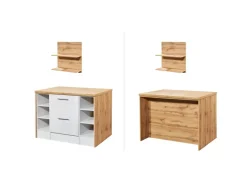 Respekta Landhaus Küchenzeile Anton 280 cm mit Kücheninsel Lärche Weiß