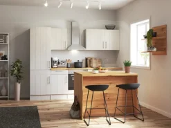 Respekta Landhaus Küchenzeile Anton 280 cm mit Kücheninsel Lärche Weiß