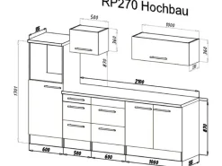 Respekta Premium Küchenzeile Amanda 270 cm Beton-Optik-Weiß