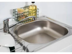 Respekta Premium Küchenzeile 280 cm Hochbau Schwarz Hochglanz-Weiß