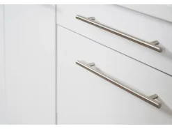 Respekta Premium Küchenzeile 300 cm Hochbau Weiß Hochglanz-Eiche Grau