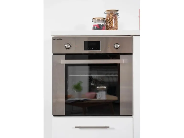 Respekta Premium Küchenzeile 280 cm Hochbau Schwarz Hochglanz-Eiche Grau