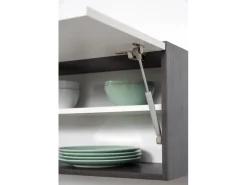 Respekta Premium Küchenzeile 280 cm Hochbau Schwarz Hochglanz-Eiche Grau