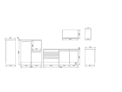 Respekta Premium Küchenzeile 320 cm Grau-Weiß Hochglanz