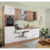 Respekta Premium Küchenzeile GLRP280HESWOES Grifflos 280 cm Weiß Eiche Säger. NB