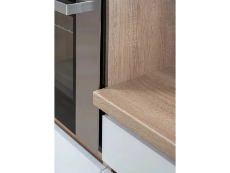 Respekta Premium Küchenzeile GLRP280HESWOES Grifflos 280 cm Weiß Eiche Säger. NB