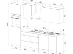 Respekta Premium Küchenzeile GLRP280HESWOES Grifflos 280 cm Weiß Eiche Säger. NB