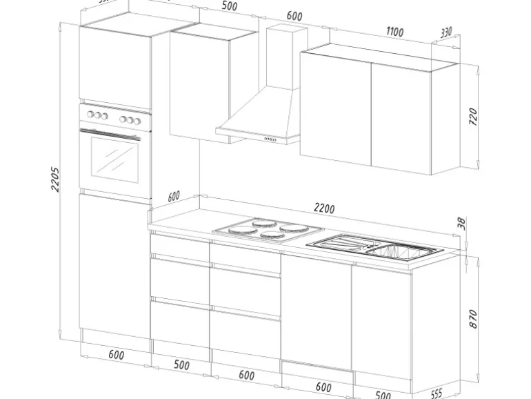 Respekta Premium Küchenzeile GLRP280HESWOES Grifflos 280 cm Weiß Eiche Säger. NB