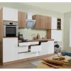 Respekta Premium Küchenzeile GLRP380HESWOES Grifflos 380 cm Weiß Eiche Säger. NB