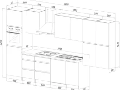 Respekta Premium Küchenzeile GLRP380HESWOES Grifflos 380 cm Weiß Eiche Säger. NB