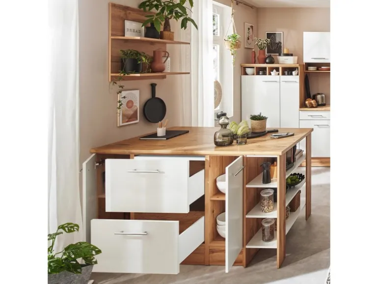 Respekta Winkelküche Hilde 310 x 172 cm mit Kücheninsel Weiß