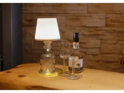 REV Ritter LED Flaschenleuchte Lamprusco mit Akku Ø 11,5 cm Weiß-Silber