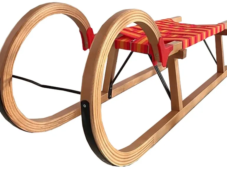 Rudisport Rodel aus Holz mit Gurtsitz 95 cm
