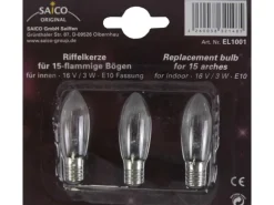 Saico Ersatzglühlampe/ Riffelkerze 3er-Pack E10-Fassung, 16V, 3W Warmweiß