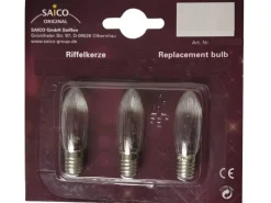 Saico Ersatzglühlampe/ Riffelkerze 3er-Pack E10-Fassung, 8V, 3W Warmweiß