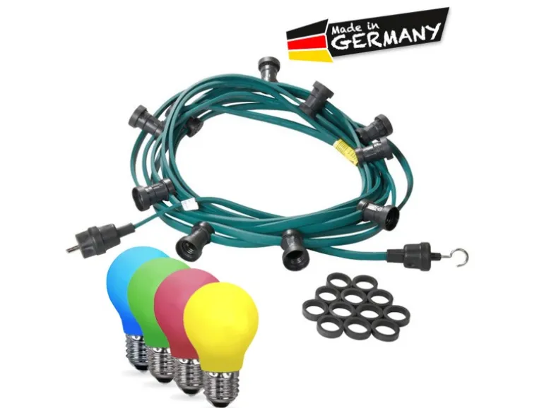 Satisfire Illu- Partylichterkette 10m Grün Außen Biergarten 10 Bunte LED Tropfenlampen