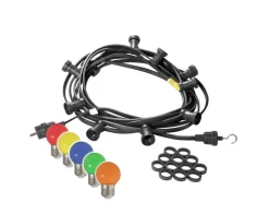 Satisfire Illu- Partylichterkette 5m Schwarz für Außen Biergarten 5 Bunte LED Kugellampen