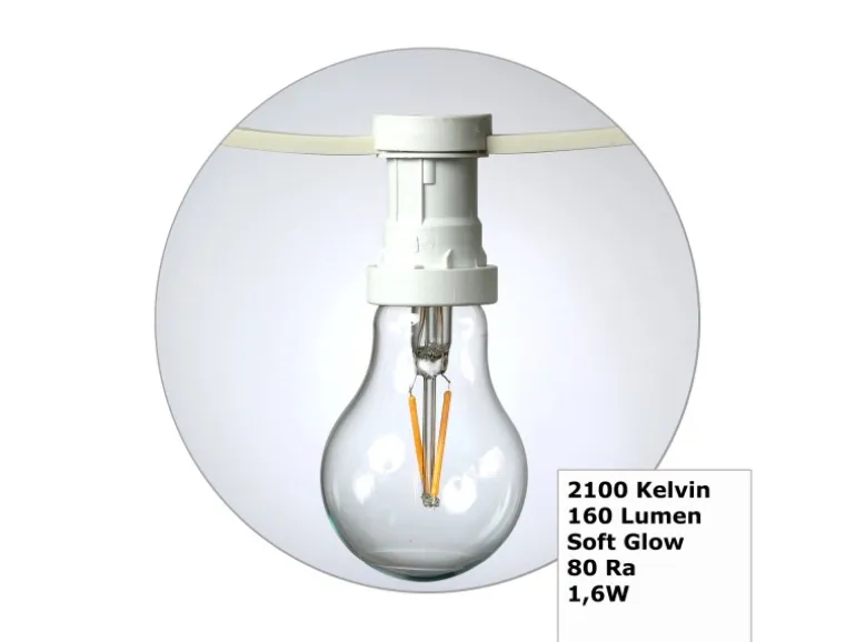 Satisfire Illu Partylichterkette 20m Weiß Außen Terrasse Biergarten 40 LED Filamentlampen