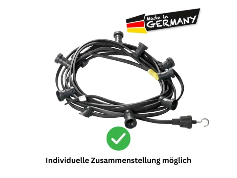 Satisfire Illu- Partylichterkette 20m Schwarz Außen Biergarten 20 Bunte LED Kugellampen