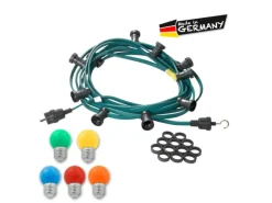 Satisfire Illu- Partylichterkette 20m Grün Für Außen Biergarten 20 Bunte LED Kugellampen