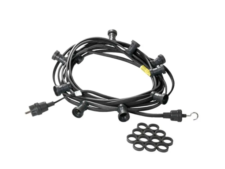 Satisfire Illu- Partylichterkette 10m Schwarz Biergarten Terrasse 10x Filament Glühbirne