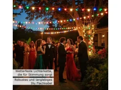 Satisfire Illu- Partylichterkette 5m Grün Außen Biergarten 5 Bunte LED Tropfenlampen