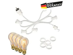 Satisfire Illu- Partylichterkette 5m Weiß Außen Terrasse Garten 5 Dimmbare Filament LED